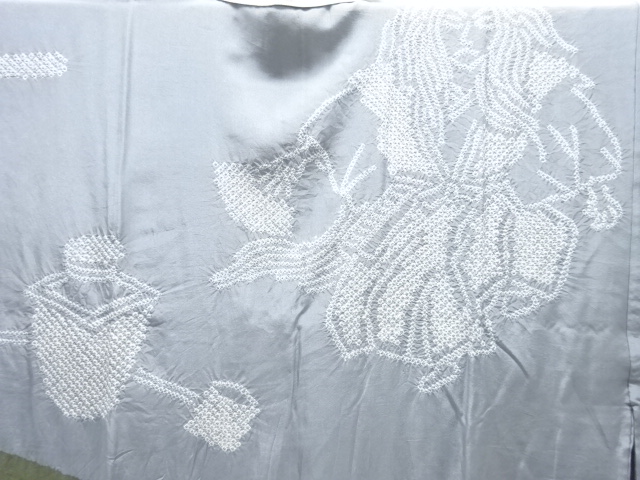 JAPANESE KIMONO / ANTIQUE MENS JUBAN / SHIBORI / KABUKI